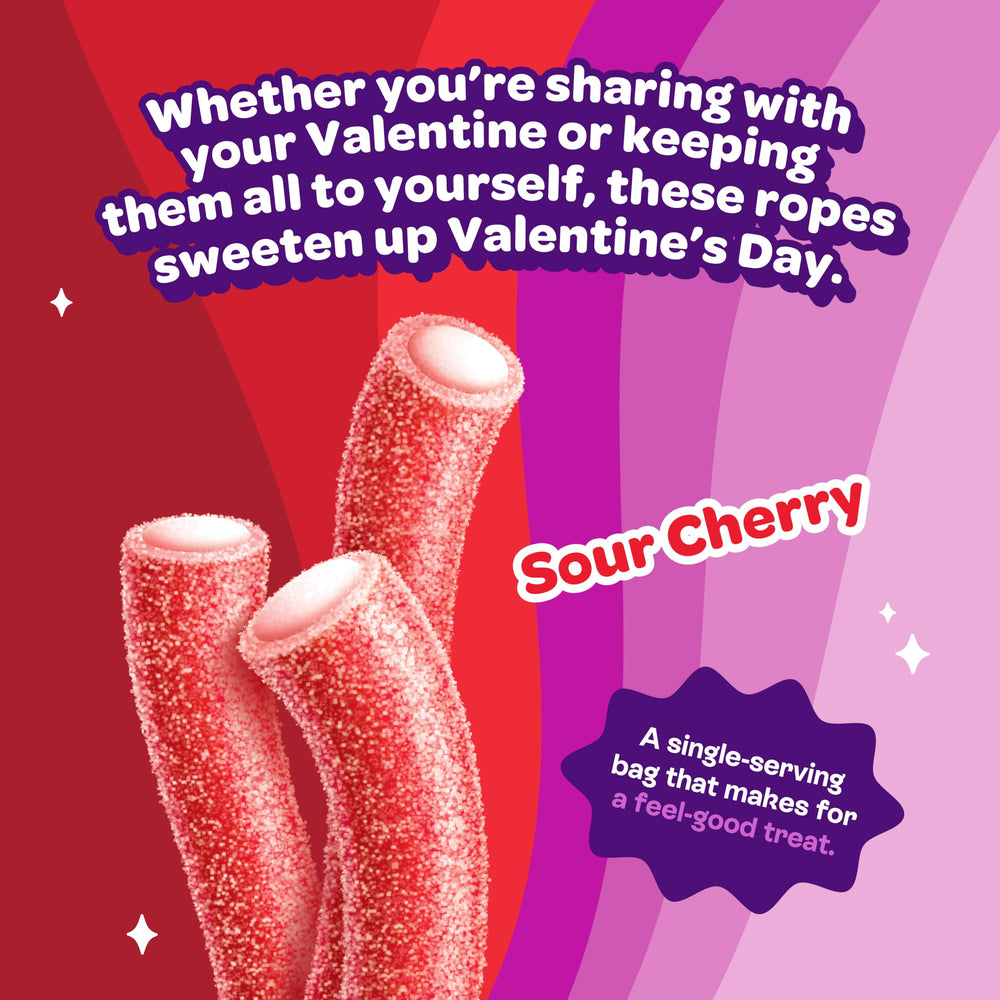 JOYRIDE Sour Cherry Ropes plant-based recipe, dye-free and naturally flavorful.