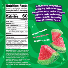 Close-up of JOYRIDE Sour Watermelon Wedges texture, vibrant sour candy appeal