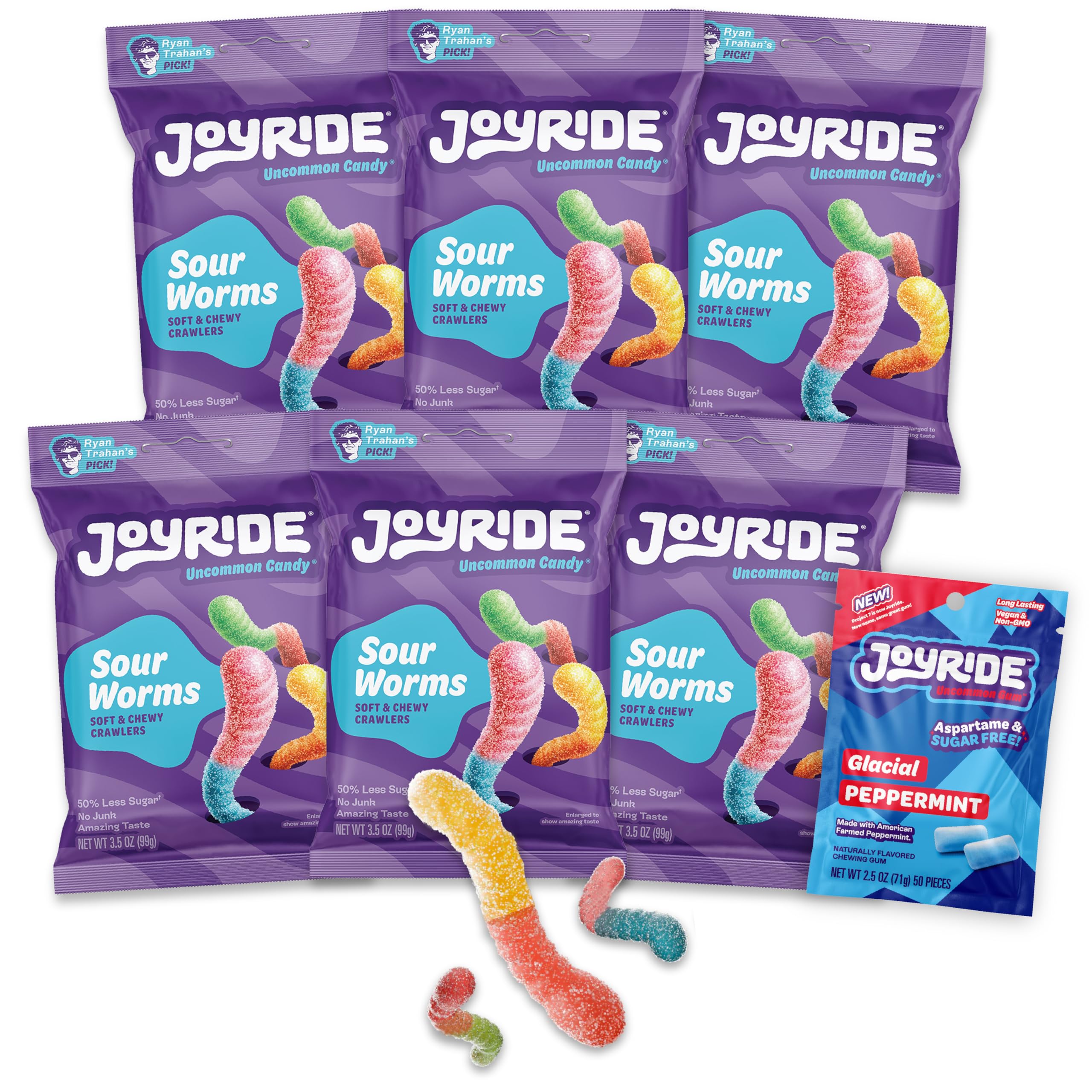 JOYRIDE Sour Worms lemonade flavor dual punch for refreshing snacking moments