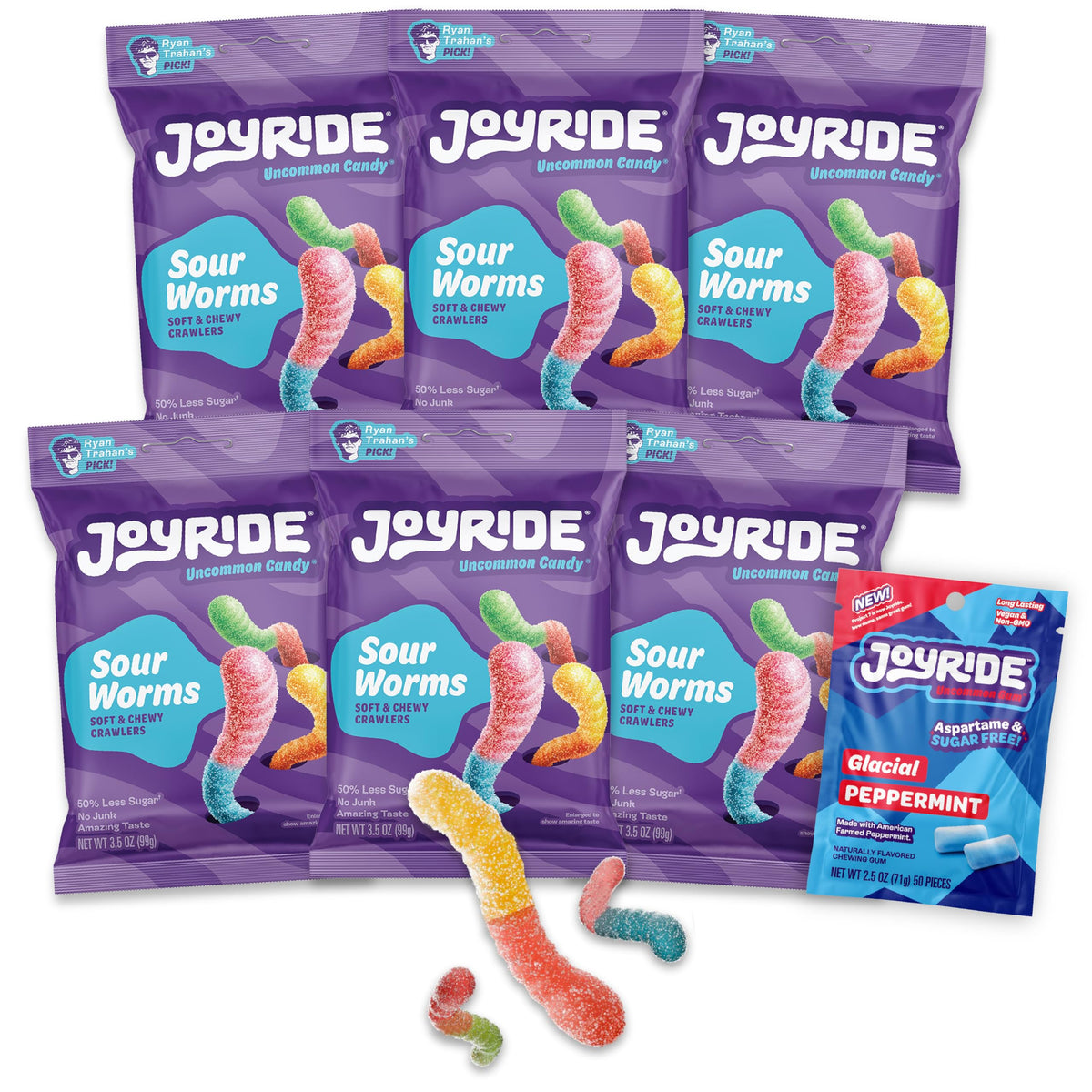 JOYRIDE Sour Worms lemonade flavor dual punch for refreshing snacking moments