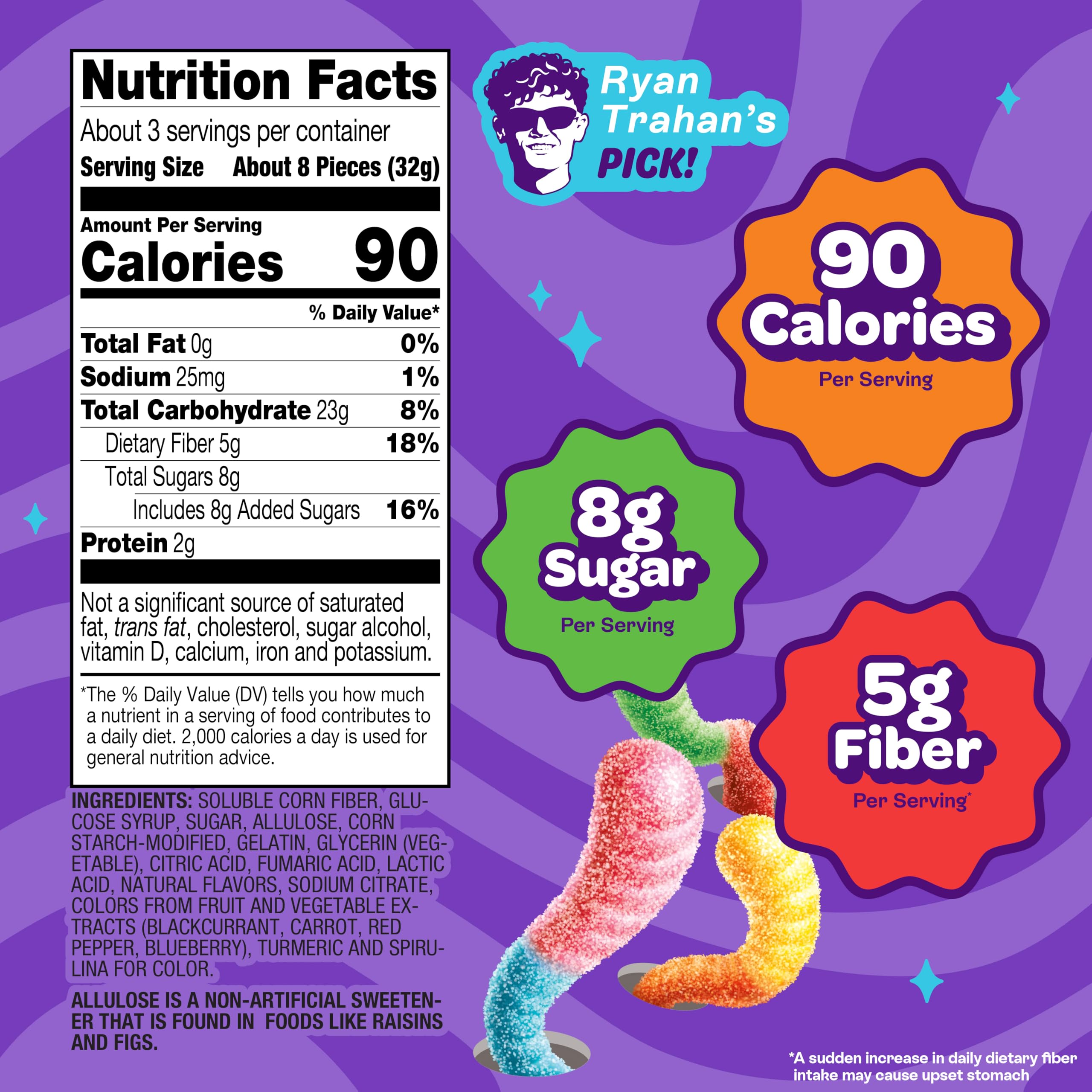 JOYRIDE Sour Worms strawberry blue raspberry duo for vibrant flavor variety