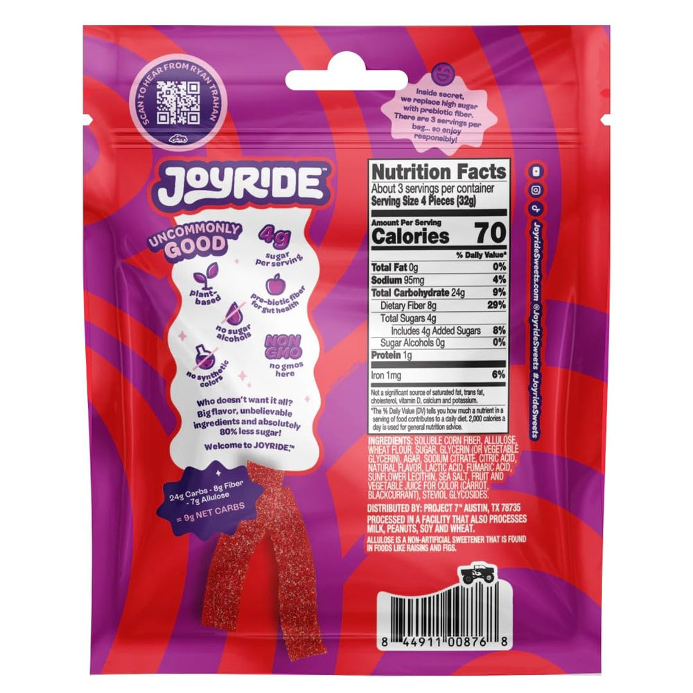Joyride Strips Strwbr Sour L Sgr ingredient closeup showcases quality ingredients for versatile cooking.