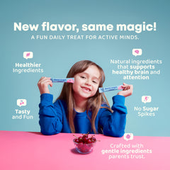 JoySpring Saffron for Kids cherry lime pixie sticks display kid-friendly flavor.