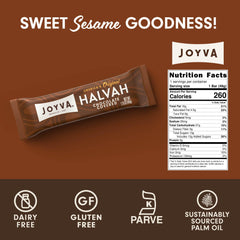 Joyva Halvah sesame bars close-up, ideal for snacking or topping desserts.