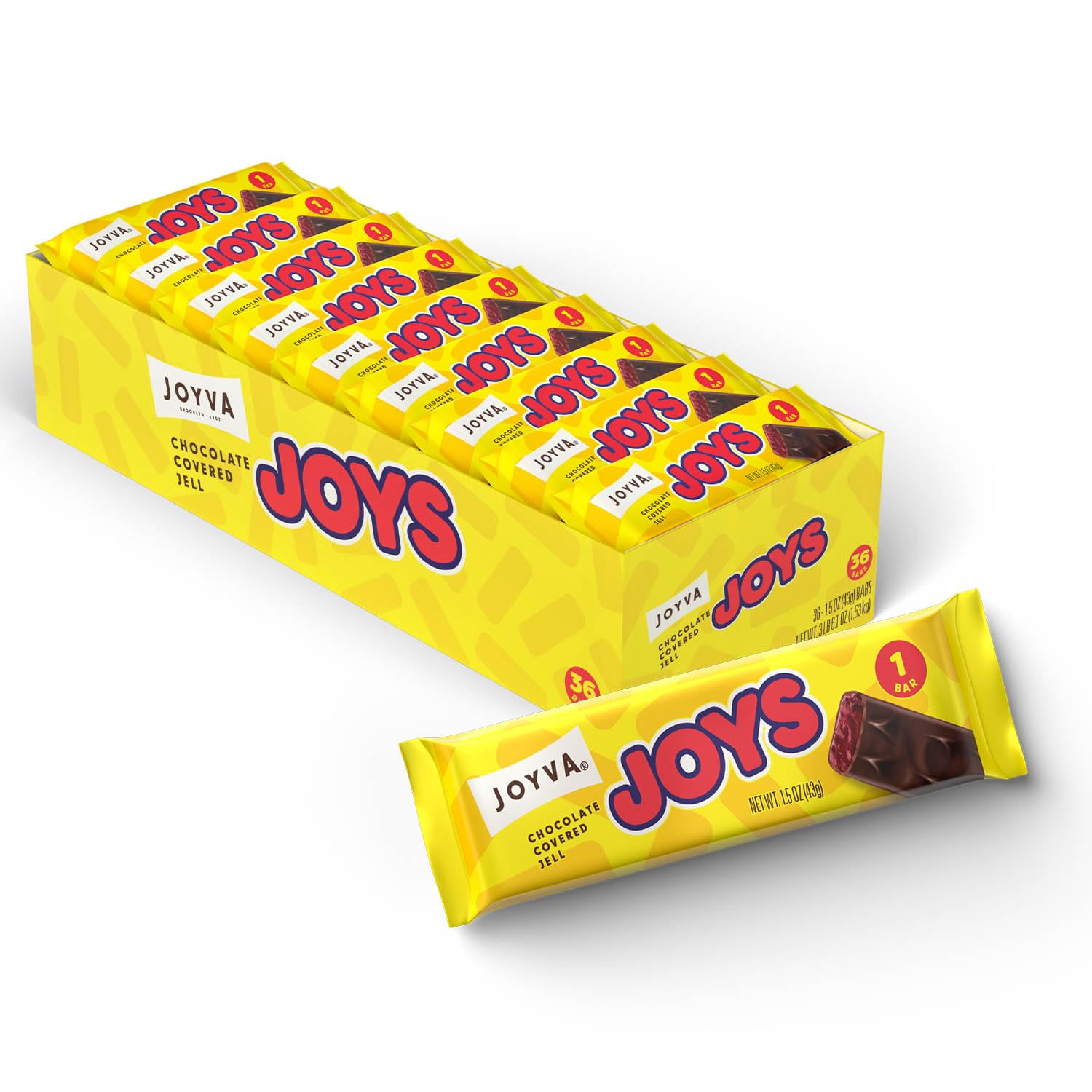Joyva Jell Joys with dark chocolate coating and raspberry center, vegan and shareable.