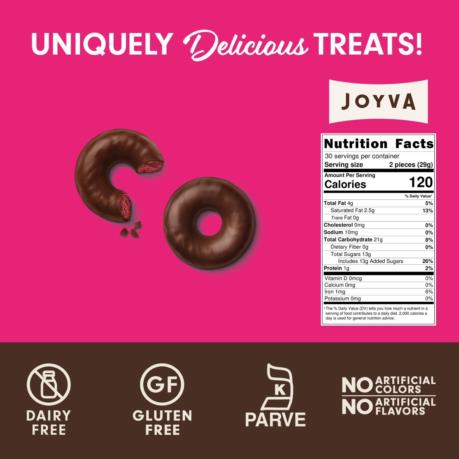 Joyva Jell Rings with a dark chocolate coating on glossy jelly centers.