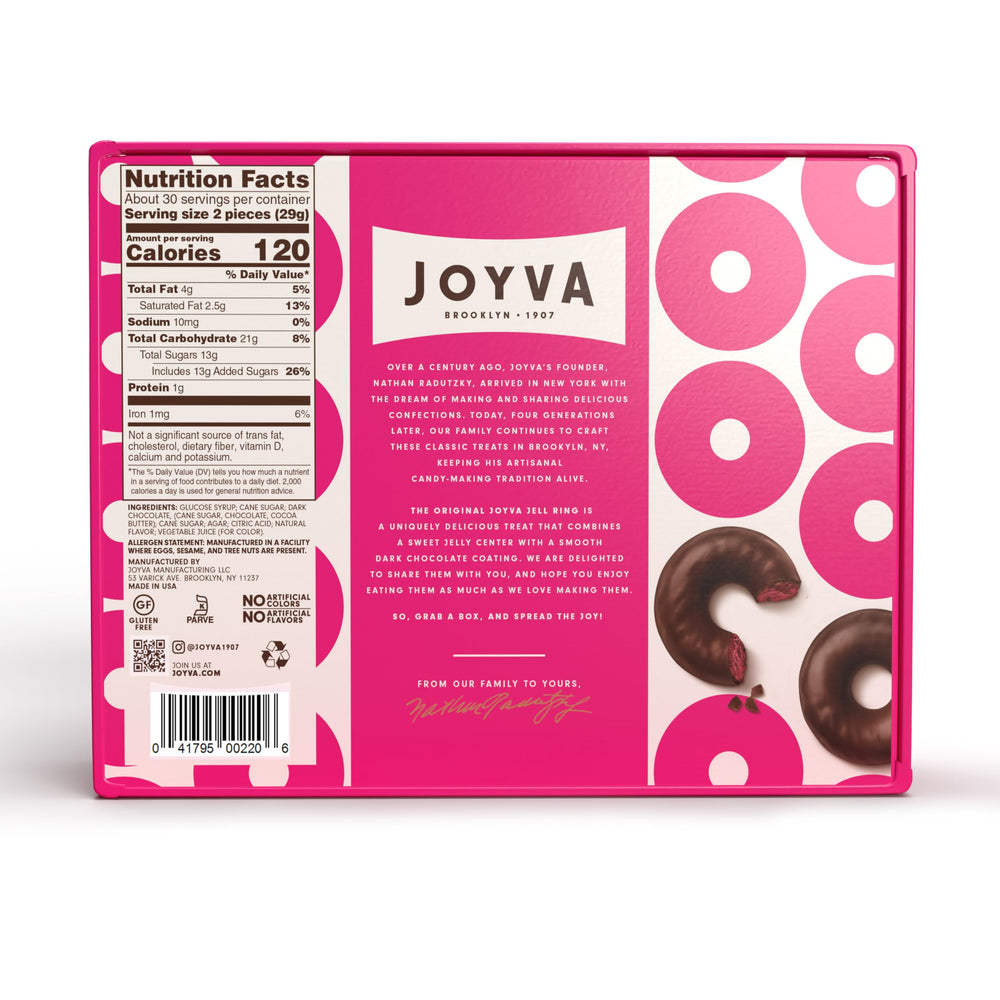 Joyva Jell Rings jelly centers close-up reveal vibrant colors and texture.