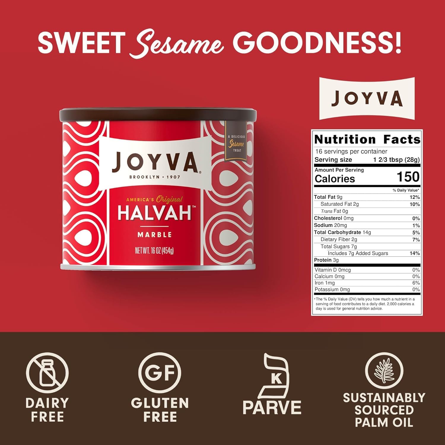 Joyva Marble Halvah with dark chocolate ribbon enhances indulgent dessert flavors.