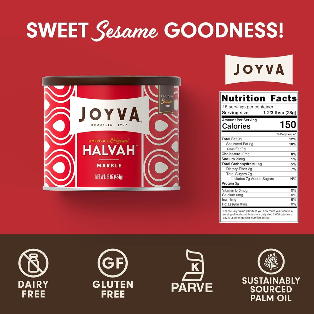 Joyva Marble Halvah with dark chocolate ribbon enhances indulgent dessert flavors.