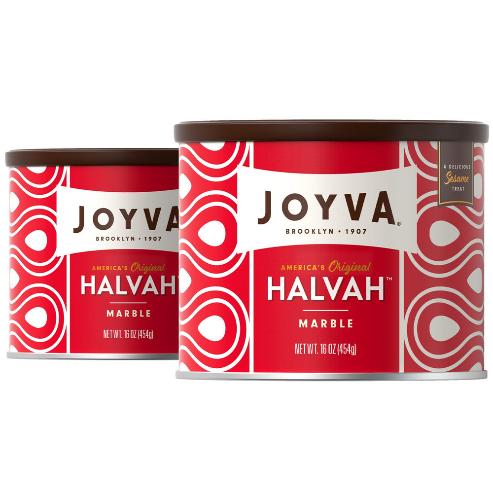 Joyva Marble Halvah slices reveal creamy texture for quick snacks.