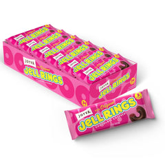 Joyva Original Jell Rings box showing the jelly centers and chocolate coating, ideal for sharing