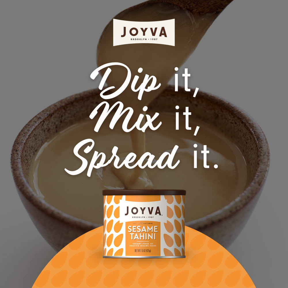 Joyva sesame tahini drizzle on roasted vegetables adds creaminess