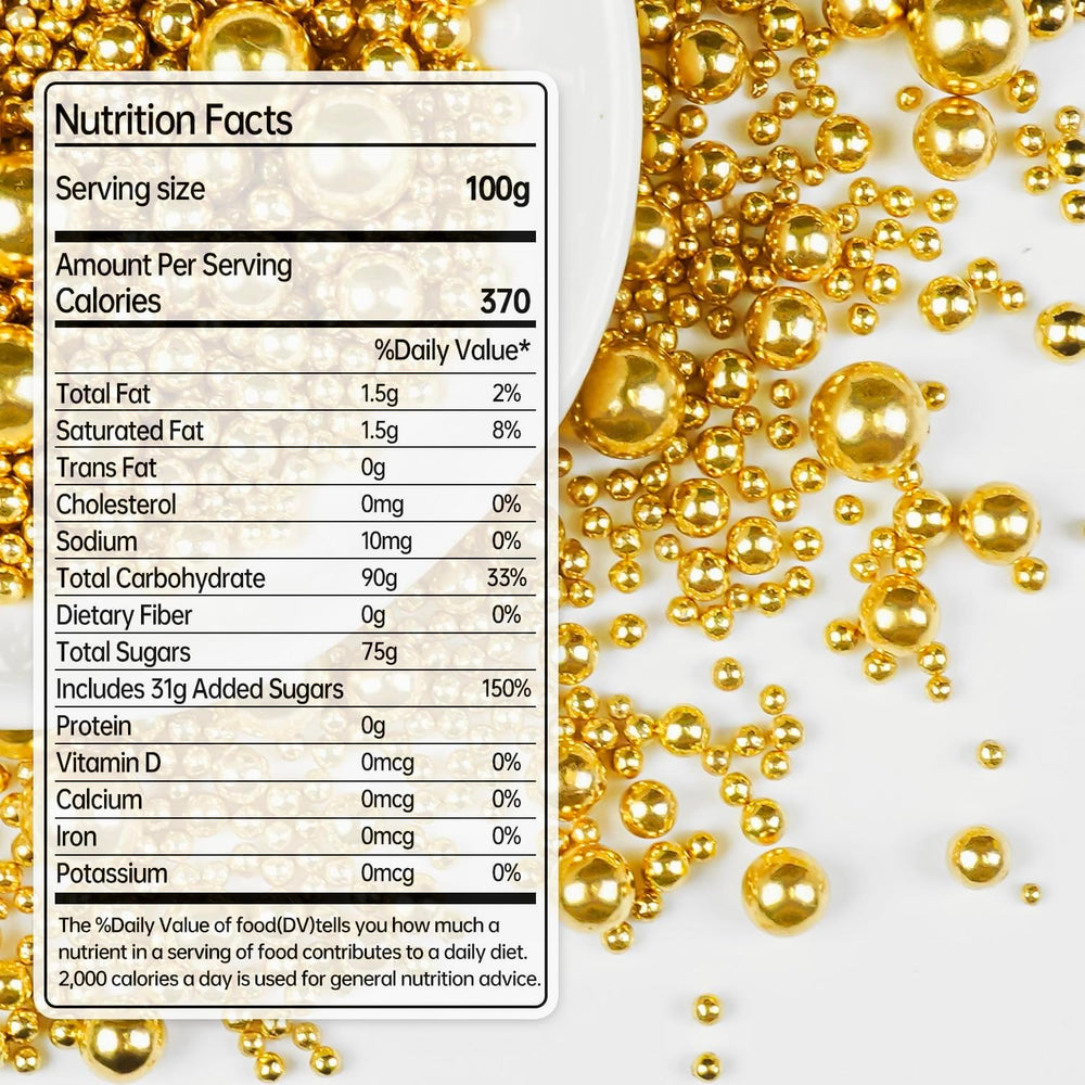 Joyvitas gold pearls brightening cupcakes with a luxurious metallic glow