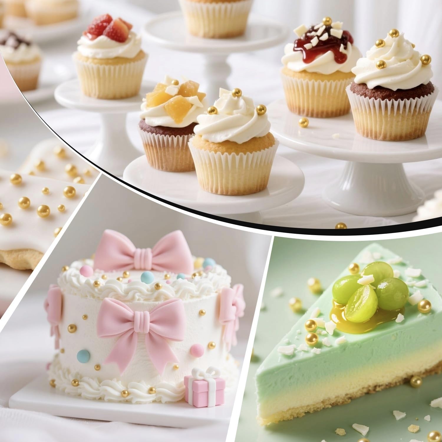 Joyvitas edible pearls provide brilliant luster with a glossy shine on desserts