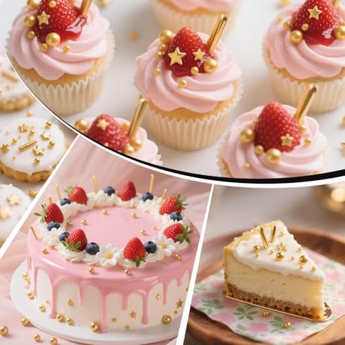Joyvitas Gold Pearl Star Rods Sprinkles decorate cookies with festive gold detail.
