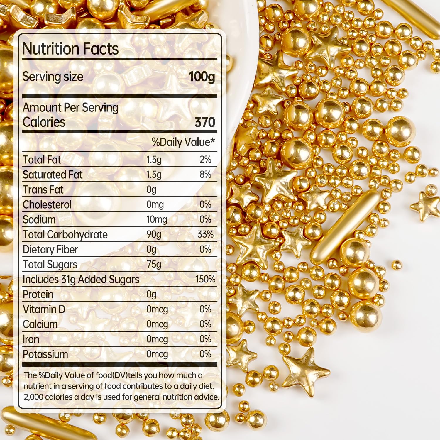 Joyvitas Gold Pearl Star Rods Sprinkles accent cupcakes with premium sparkle.