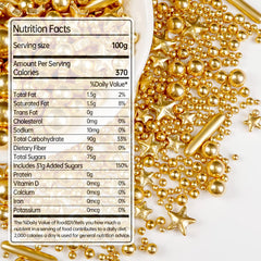 Joyvitas Gold Pearl Star Rods Sprinkles accent cupcakes with premium sparkle.
