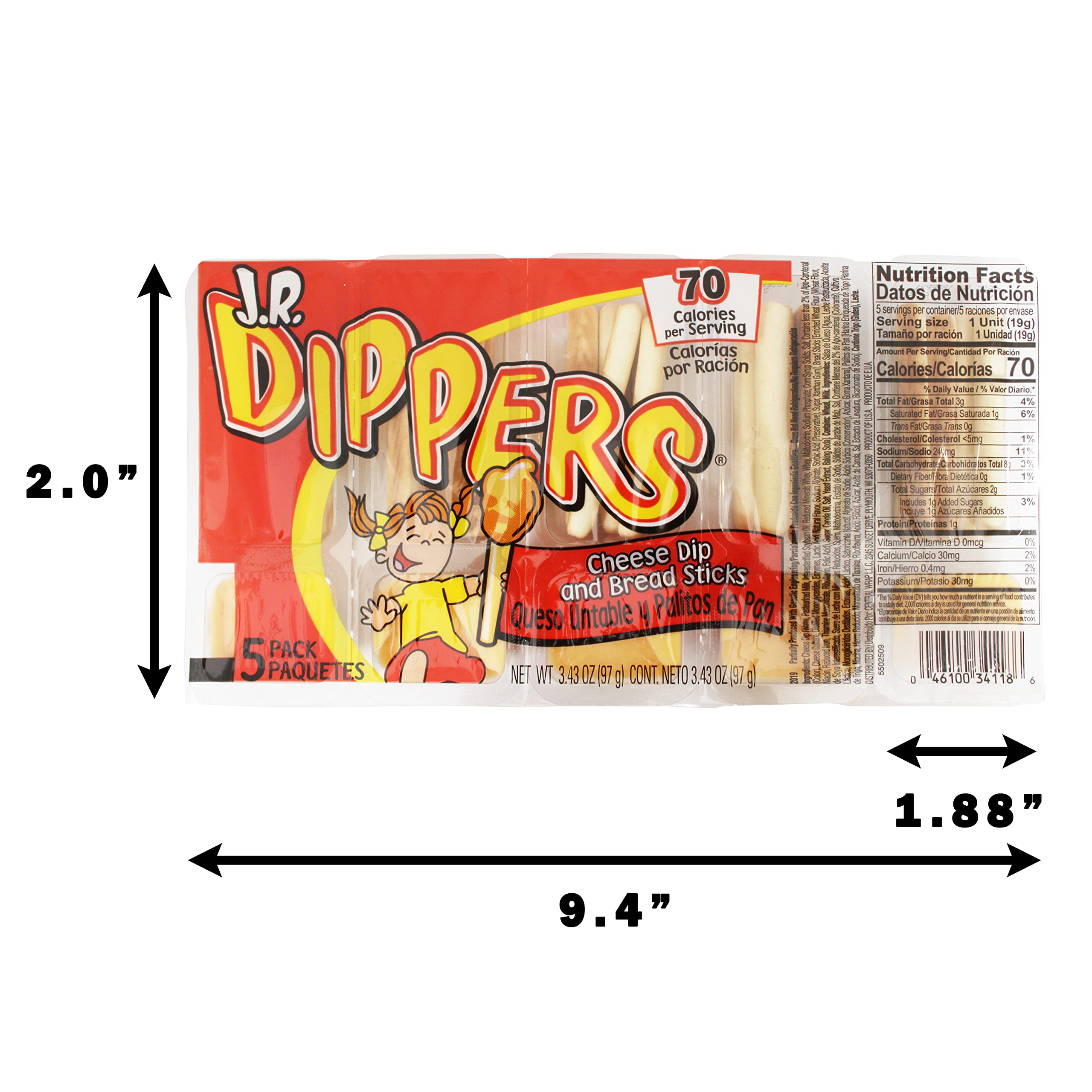 J.R. Dippers bread-sticks close-up highlights crunchy texture for snacking.