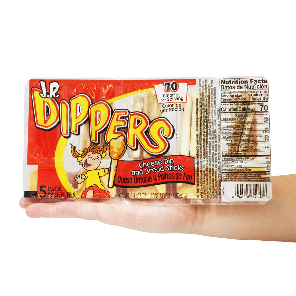 J.R. Dippers snack set shown as lunchbox-friendly and travel-ready.