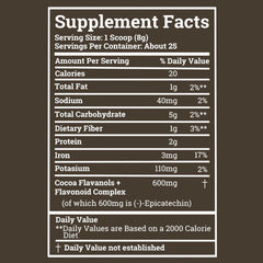 JRR Cocoa Powder measuring scoop illustrates precise serving for consistent flavanol intake.