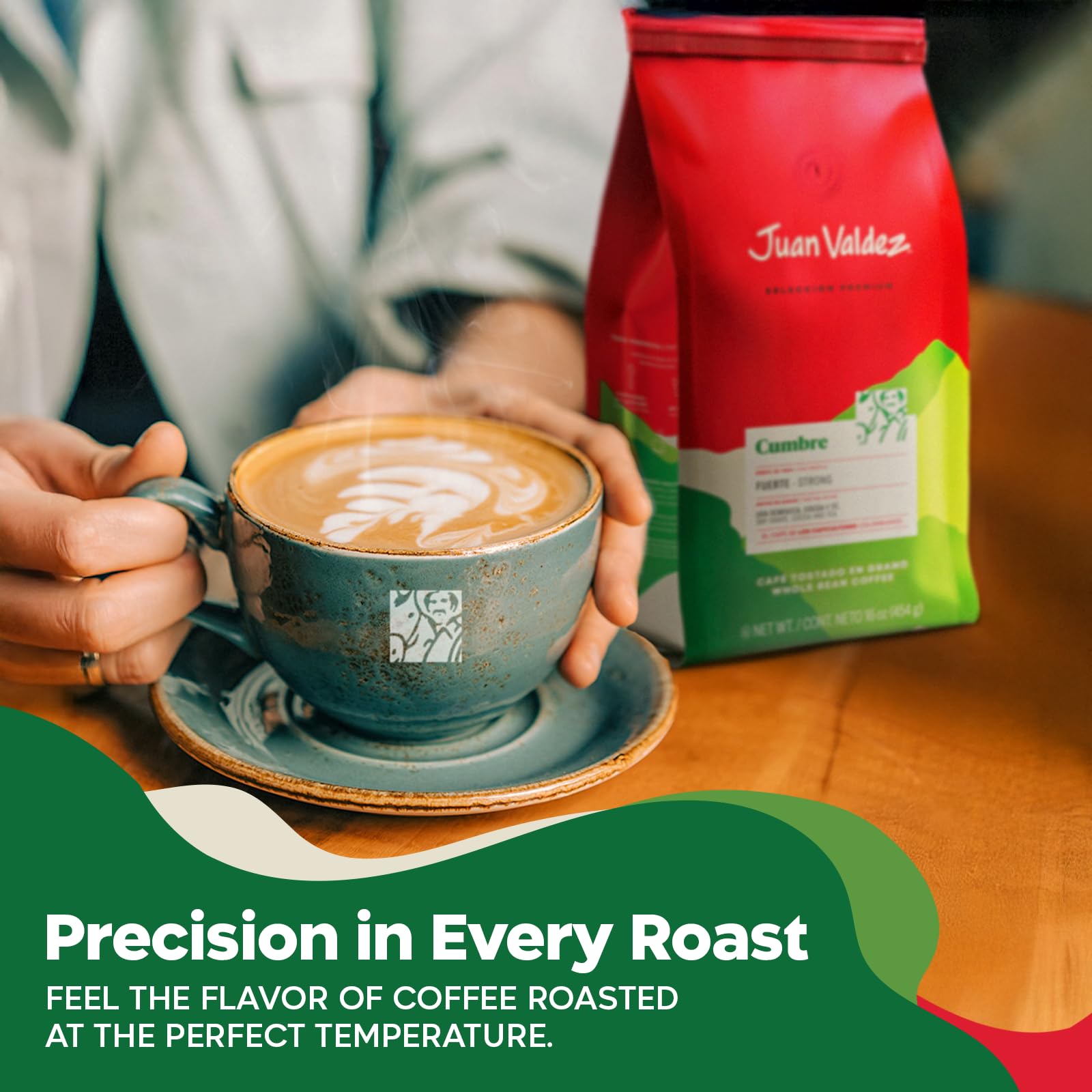 Juan Valdez Cumbre dark roast aroma steam, inviting for your daily brew.