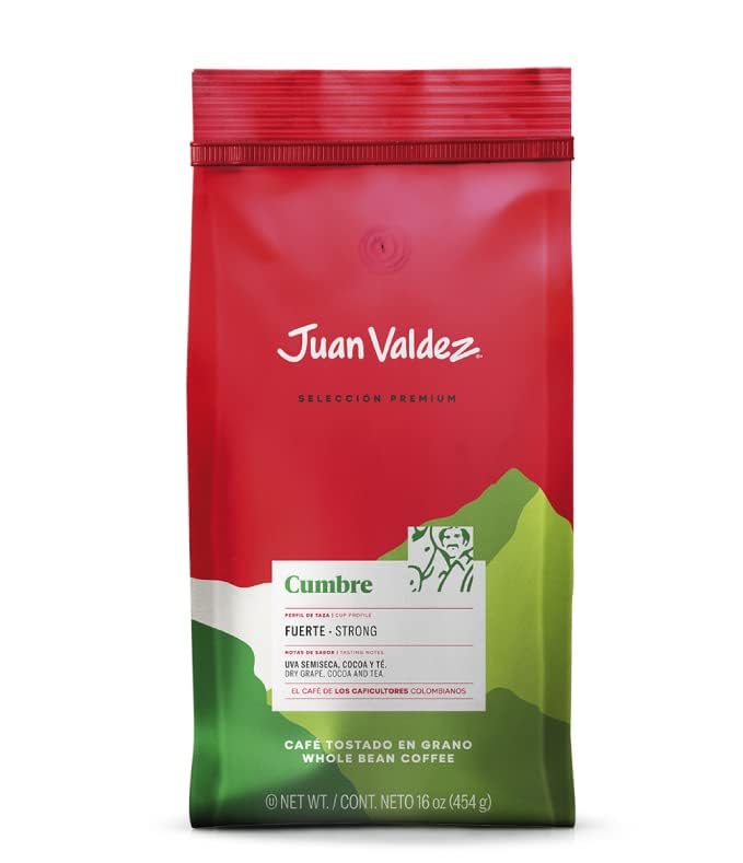 Juan Valdez Cumbre dark roast brewing setup, ideal for French press or espresso.