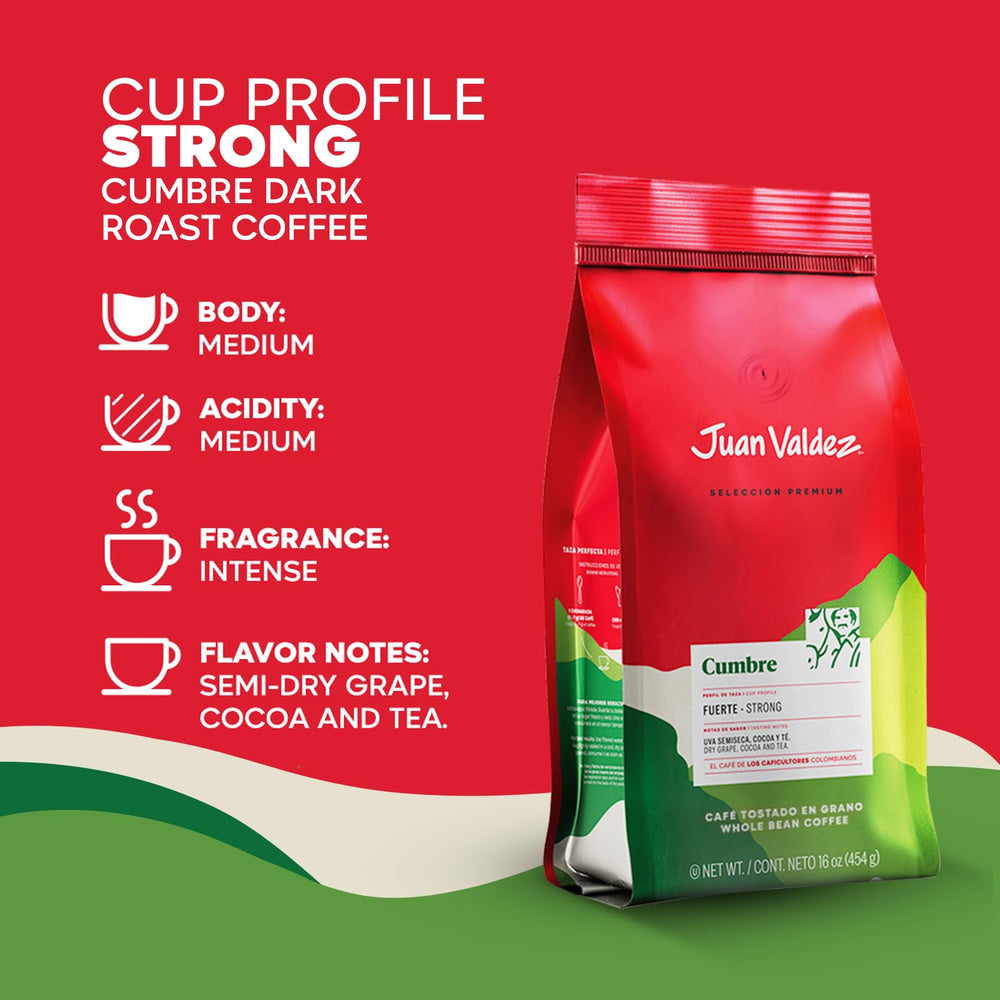 Juan Valdez Cumbre espresso shot, rich profile for a powerful start.