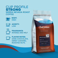 Juan Valdez Sierra Nevada grind-ready coffee closeup for espresso or drip