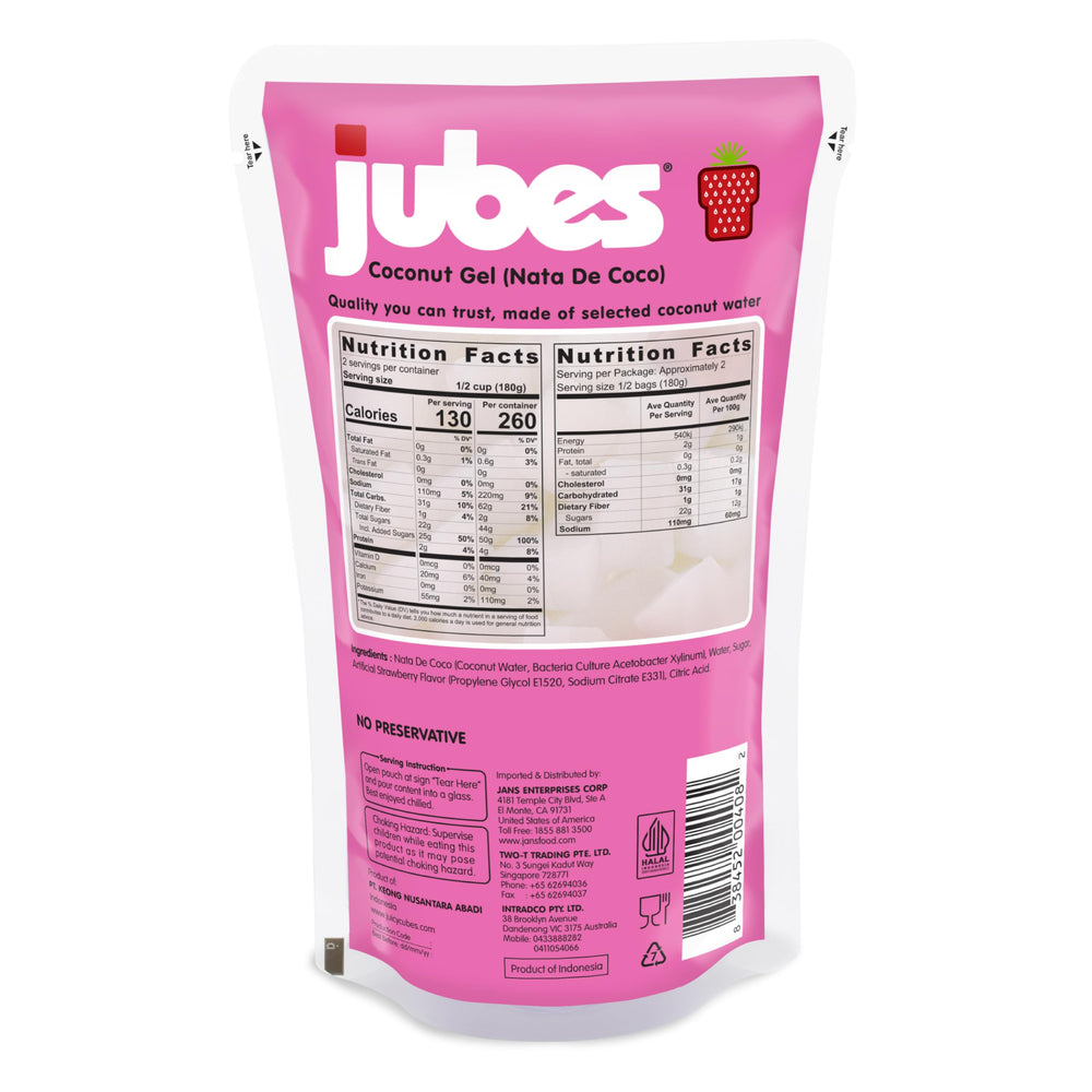Jubes coconut gel in syrup topping enhances bubble tea and smoothies.