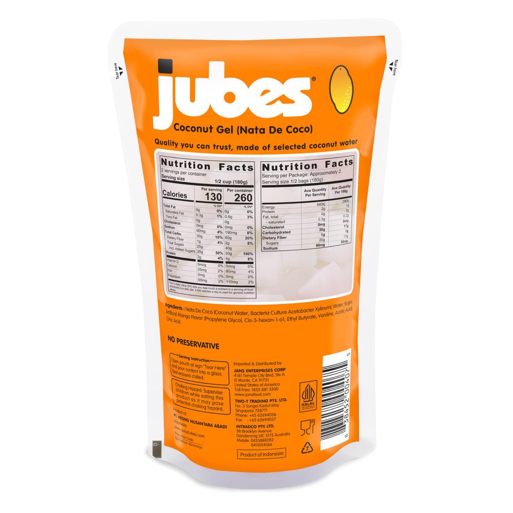 Jubes Mango Nata de Coco Jelly Cubes cups ready to serve as bubble tea toppings