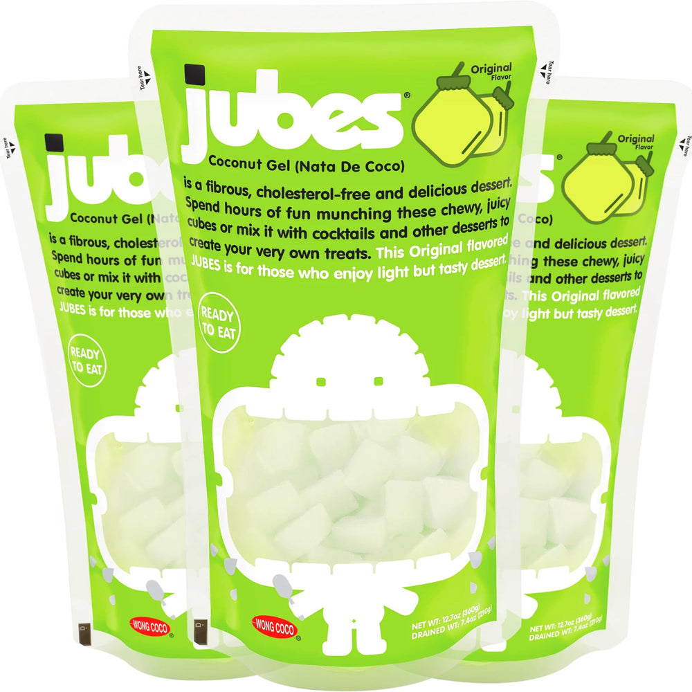 Jubes Pandan coconut jelly toppings brighten drinks and desserts.