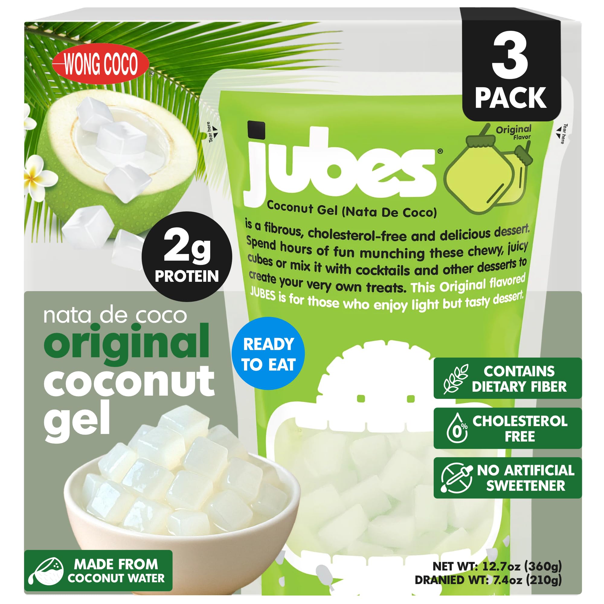 Jubes Pandan Nata de Coco jelly cubes showcase tropical pandan flavor for drinks.