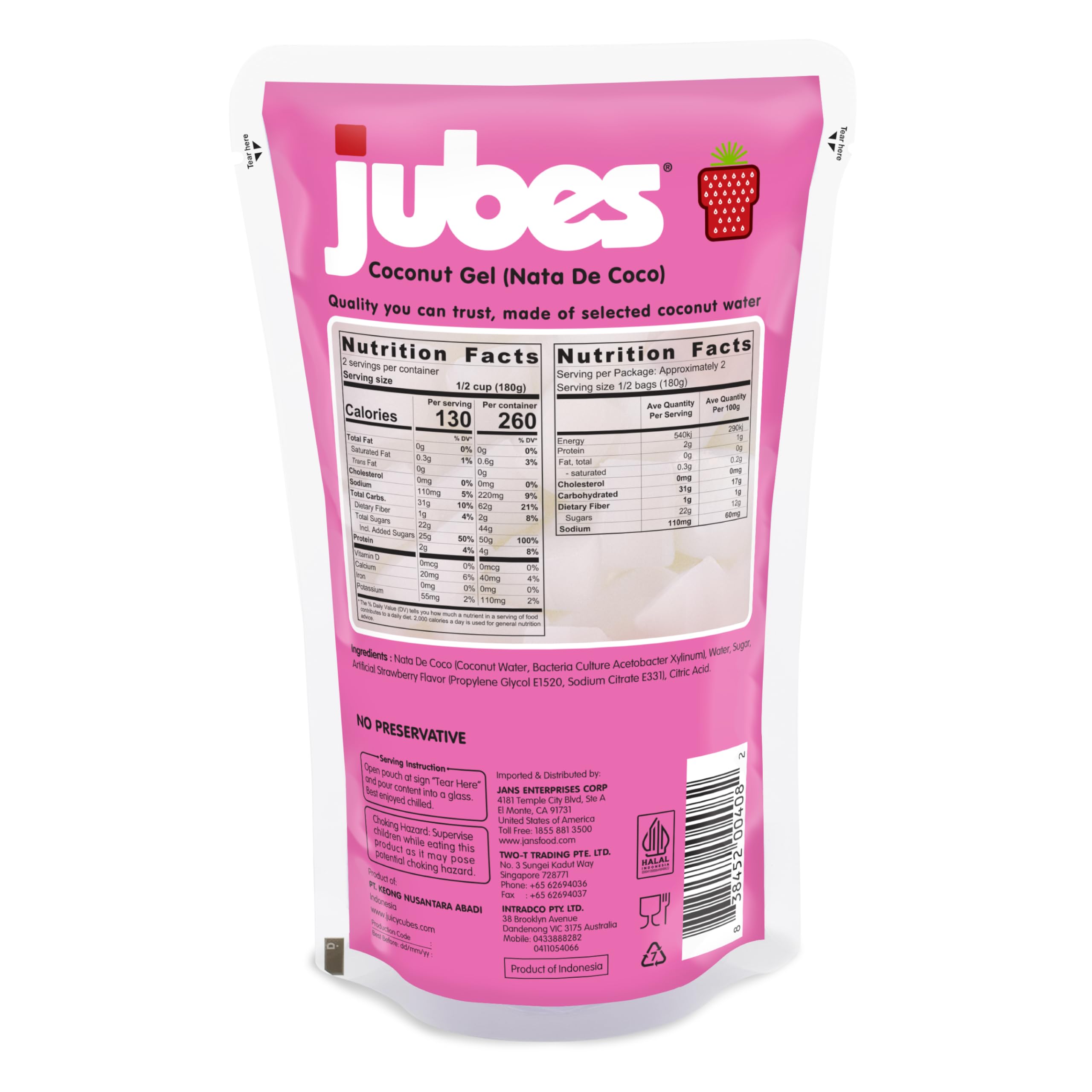 Jubes jelly cubes close-up showing chewy strawberry coconut texture