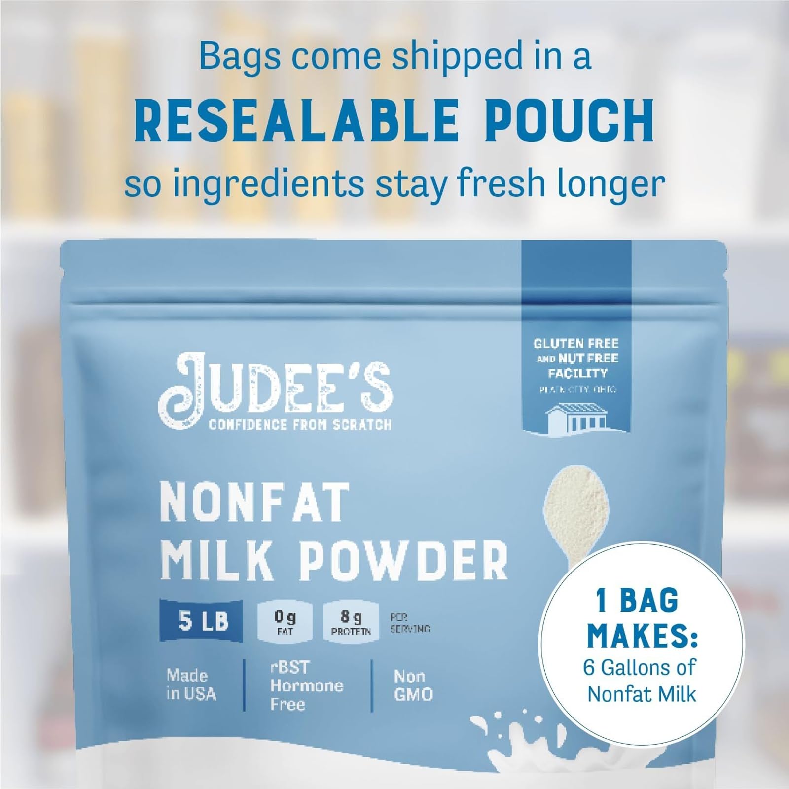Judee's calcium-rich milk powder boosts calcium in beverages and baking.