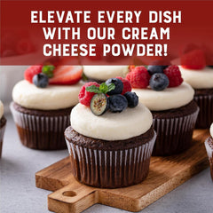 Judee's Cream Cheese Frosting Mix whisked into a silky frosting in a bowl.
