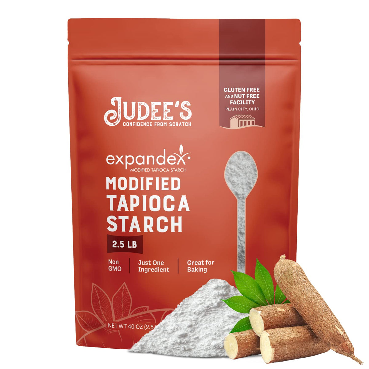 Judee's Expandex packaging for gluten-free starch, ideal for baking.
