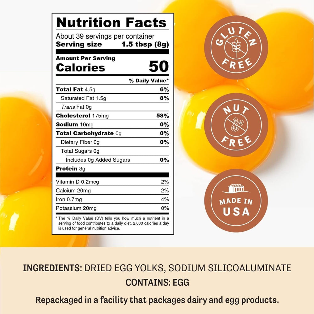 Judee's Gluten Free dried egg yolk powder resealable pouch preserves freshness.