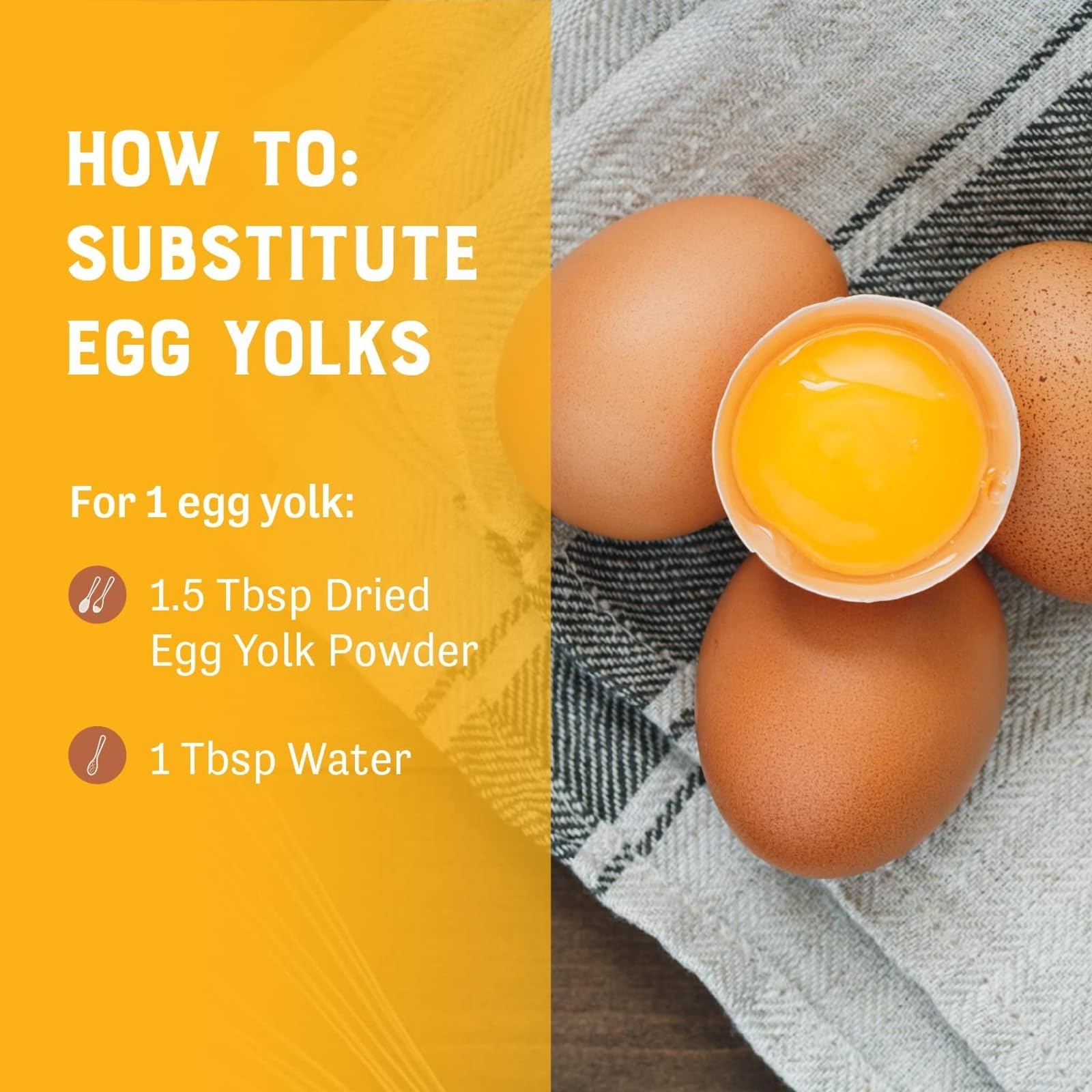 Judee's Gluten Free dried egg yolk powder close-up texture for recipes.