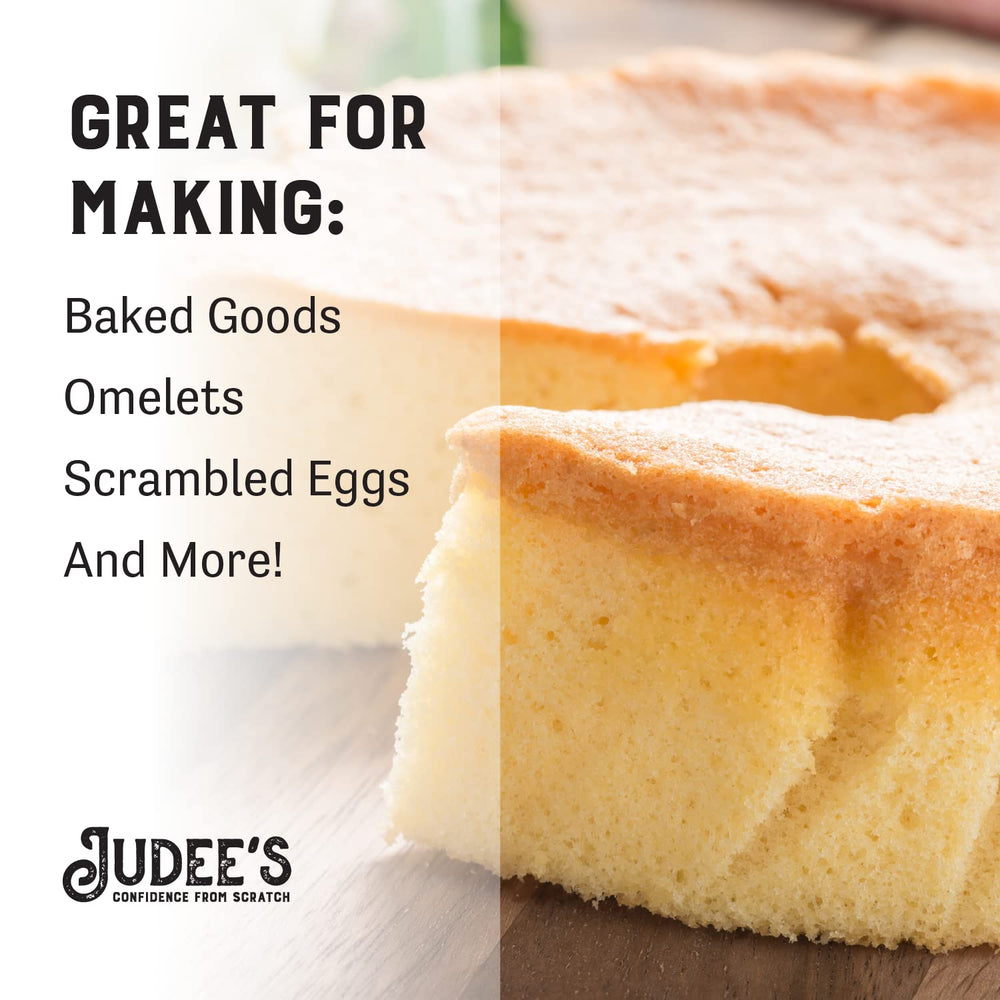 Baking dough prepared with Judee's dried egg powder in a bowl