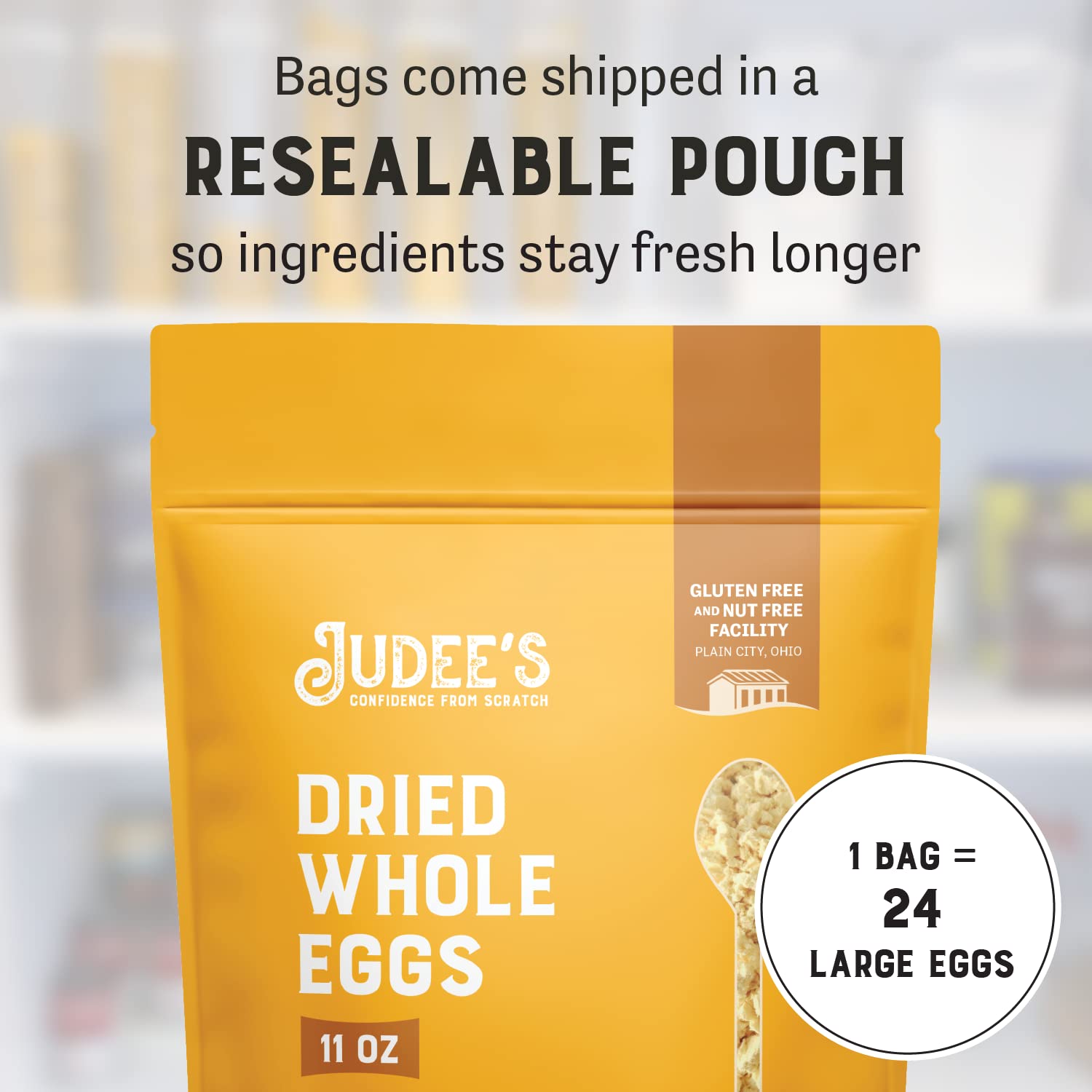 Measuring spoon and Judee's egg powder for accurate portioning