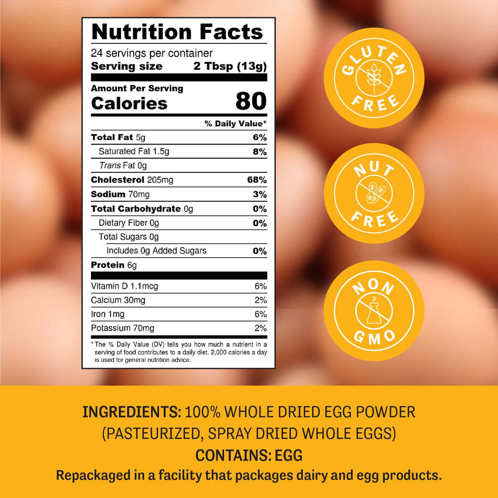 Judee's resealable pouch of dried egg powder in pantry setting
