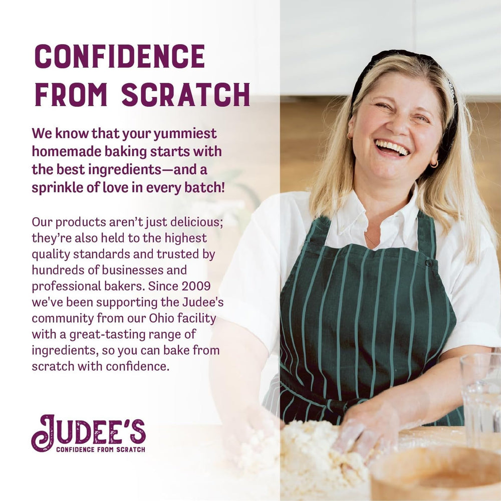 Judee's gluten-free facility badge ensures purity and safe handling