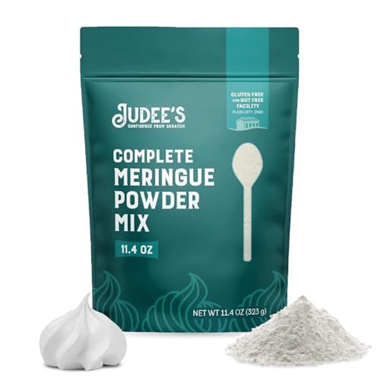 Judee's Gluten Free meringue powder jar close-up, ready for royal icing
