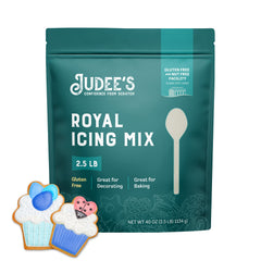 Judee's Royal Icing Mix bag pour for quick, even icing on sugar cookies