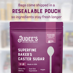 Judee's superfine caster sugar ideal for tiramisu, meringue, and light cakes