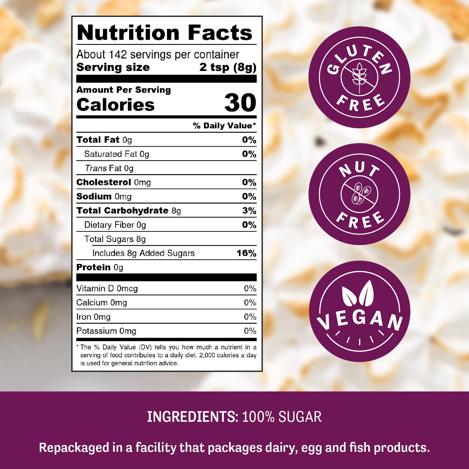 Judee's Gluten Free caster sugar dissolves quickly in coffee or tea for smooth beverages