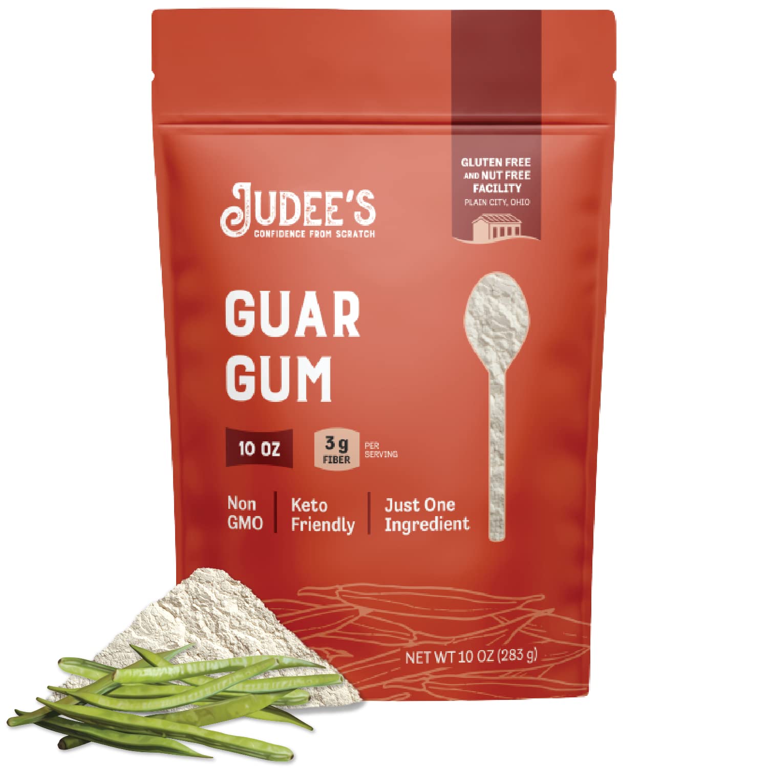 Judee's Gluten Free Guar Gum Powder packaging for gluten-free thickening.