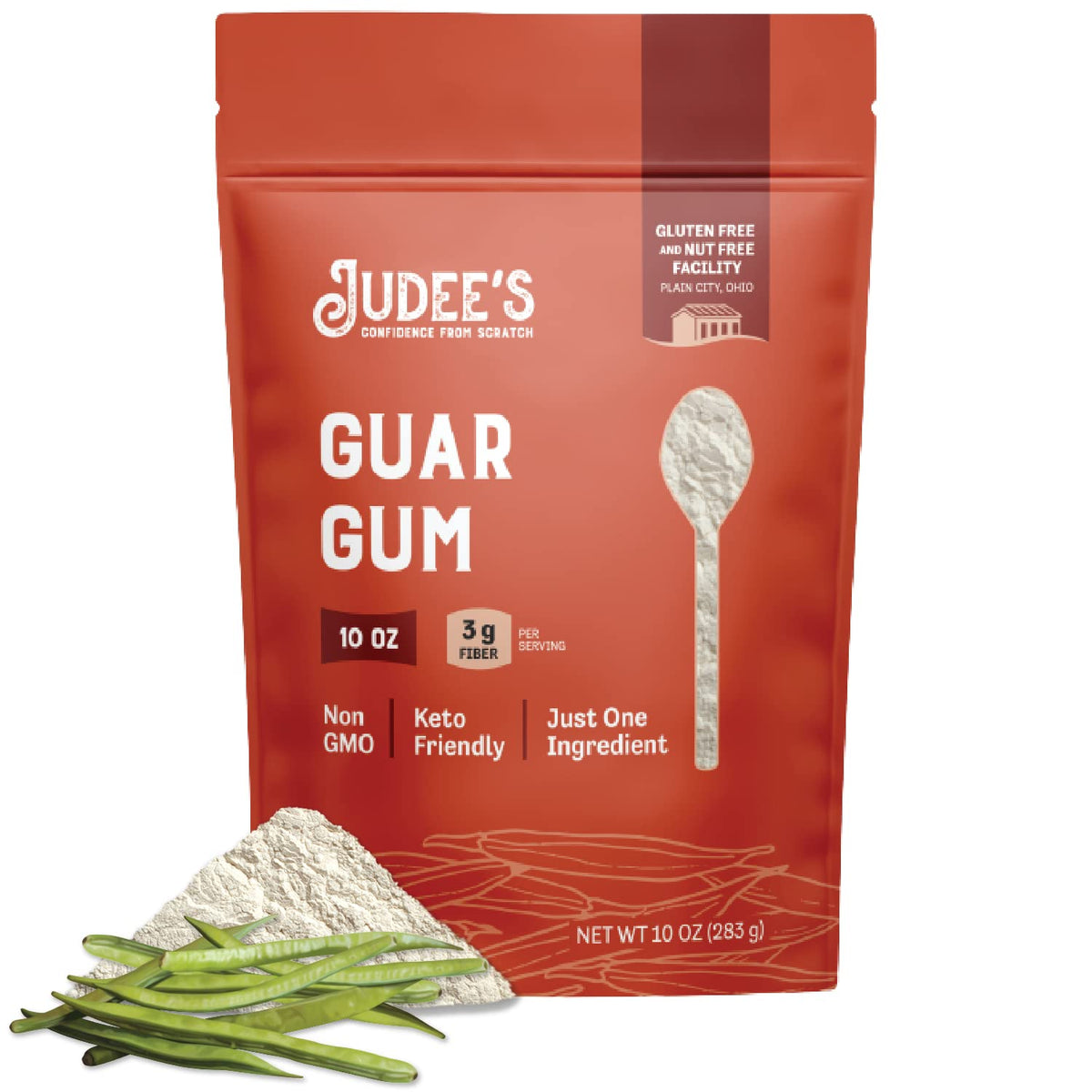 Judee's Gluten Free Guar Gum Powder packaging for gluten-free thickening.
