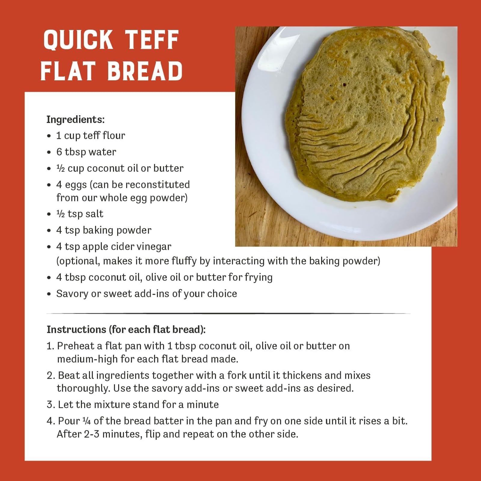 Judee's Ivory Teff Flour used to make injera dough with supple texture