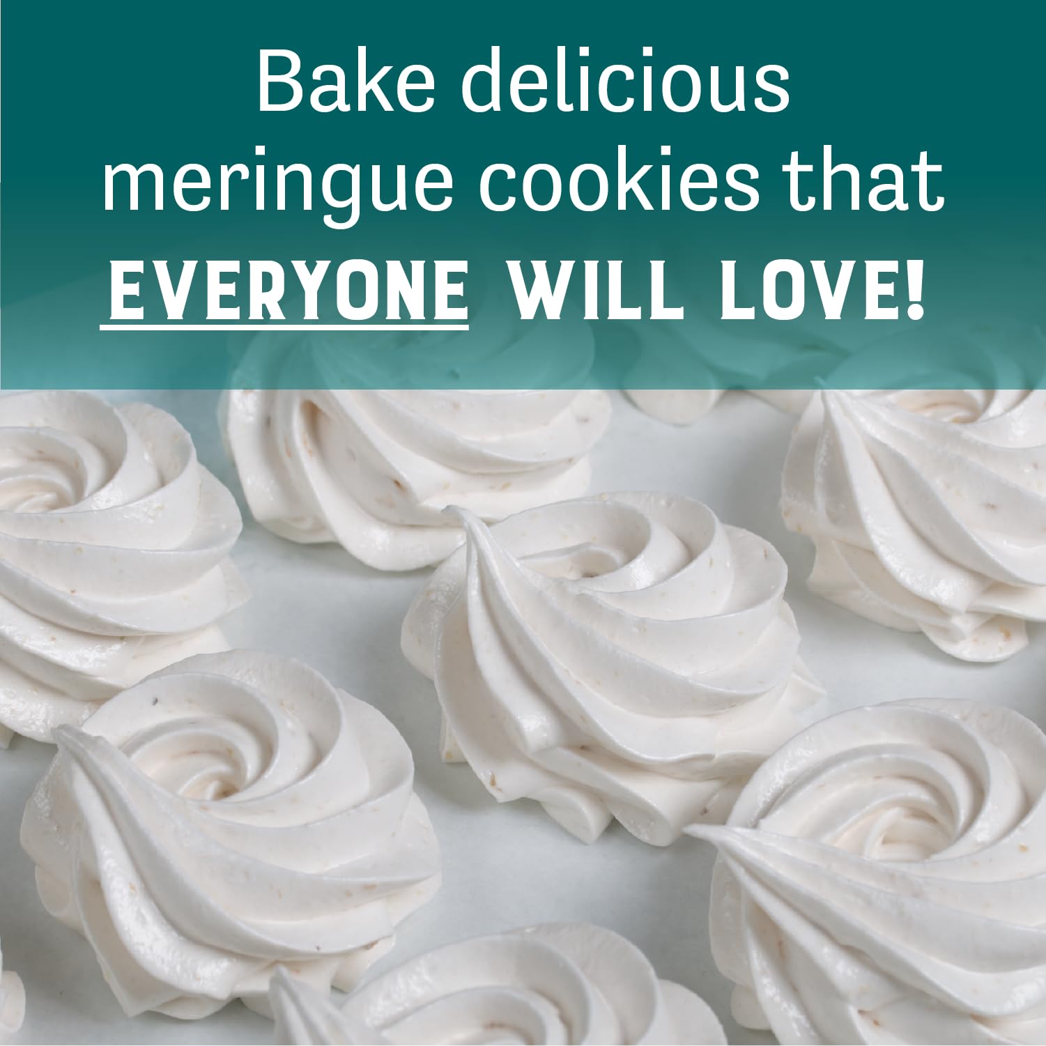 Resealable standup pouch keeps Judee's gluten free meringue powder fresh.